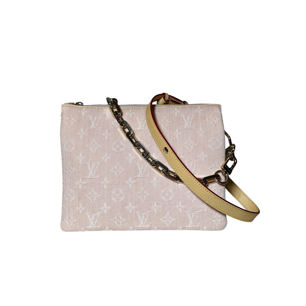 Louis Vuitton Coussin PM Pink Monogram Denim Shoulder Crossbody Bag Authentic